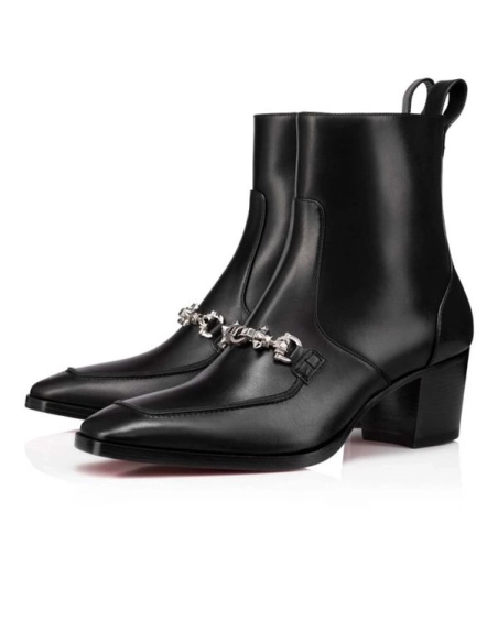 cheap Christian Louboutin Boot Mayerswing Black silver Calf sale
