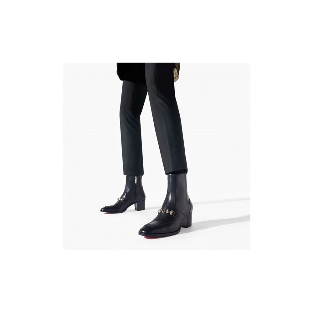 cheap Christian Louboutin Boot Mayerswing Black silver Calf sale