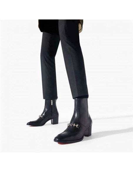 cheap Christian Louboutin Boot Mayerswing Black silver Calf sale