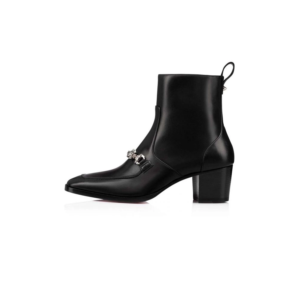 cheap Christian Louboutin Boot Mayerswing Black silver Calf sale