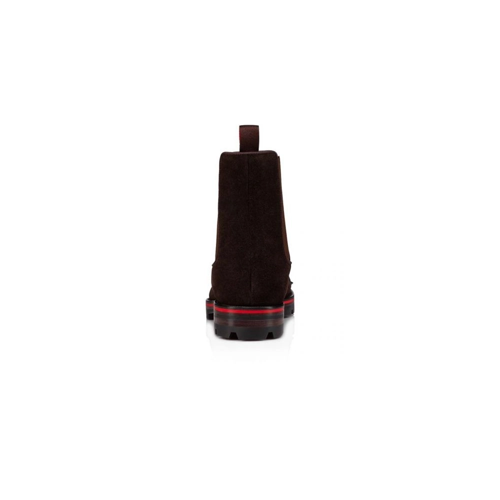 cheap Christian Louboutin Boot Melon Spikes Dark Brown Calf sale