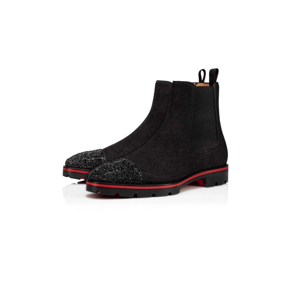 cheap Christian Louboutin Boot Melon Strass Black jet Suede sale