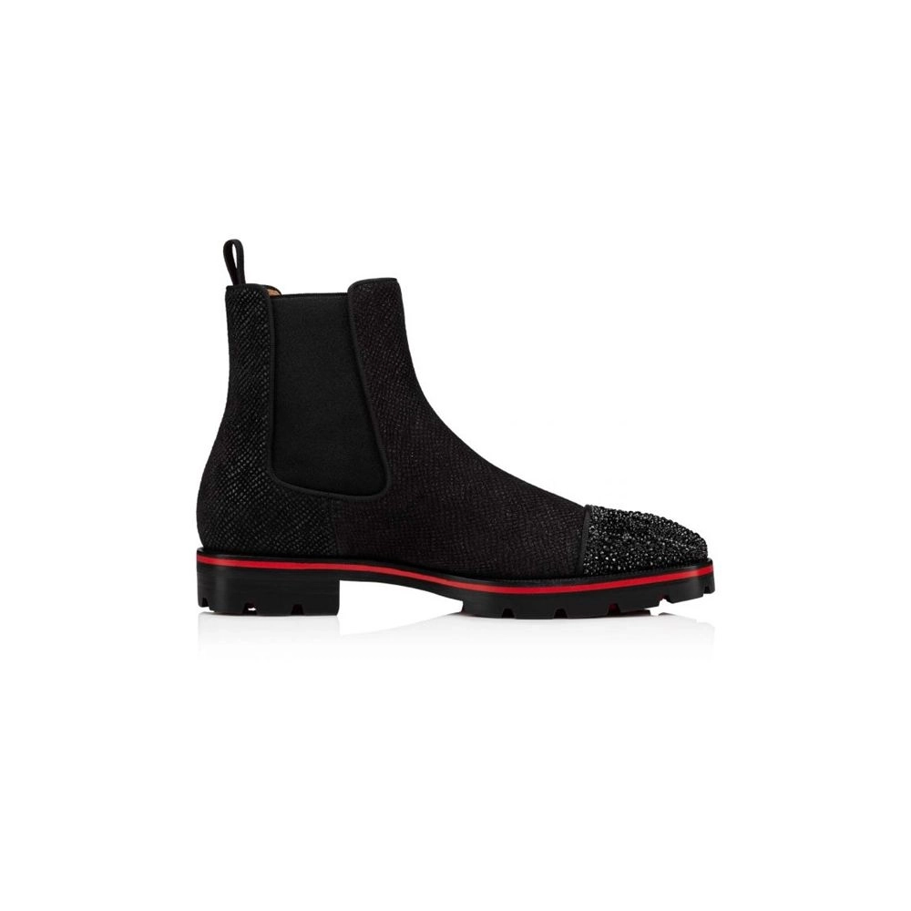 cheap Christian Louboutin Boot Melon Strass Black jet Suede sale