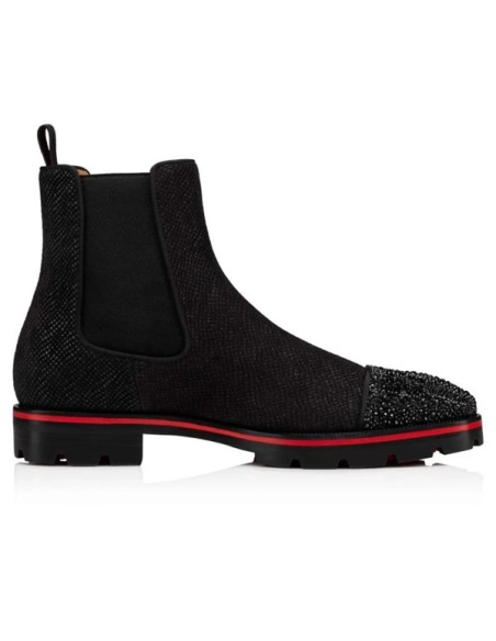 cheap Christian Louboutin Boot Melon Strass Black jet Suede sale