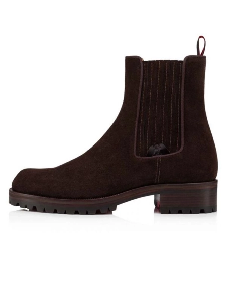 cheap Christian Louboutin Boot Motok Flat Dark Brown Calf sale