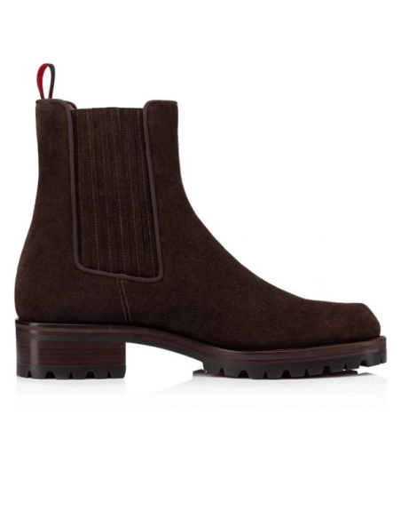 cheap Christian Louboutin Boot Motok Flat Dark Brown Calf sale