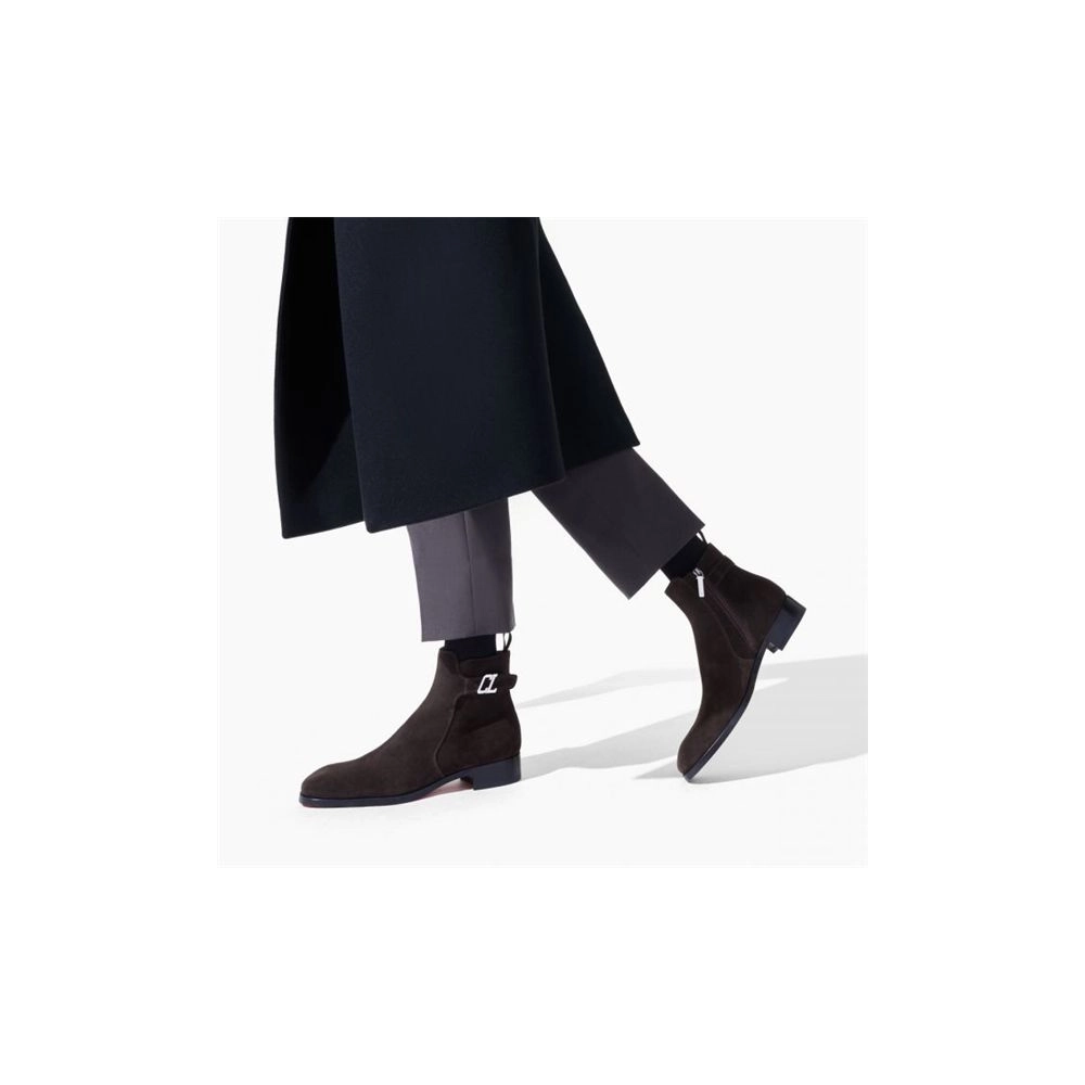cheap Christian Louboutin Boot Validobi Dark Brown Crosta sale