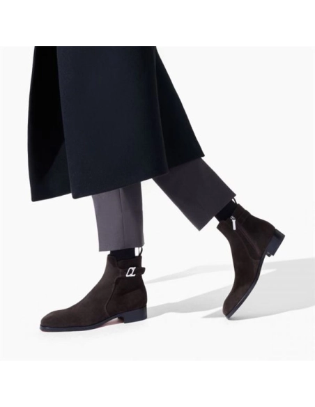 cheap Christian Louboutin Boot Validobi Dark Brown Crosta sale