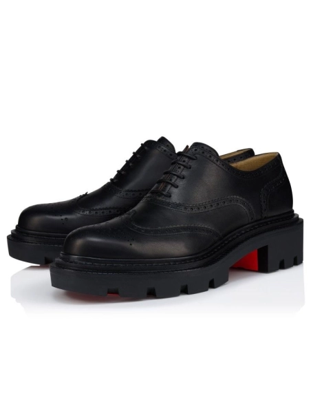 Christian Louboutin College Oxfords Waxed Calf Leather Black