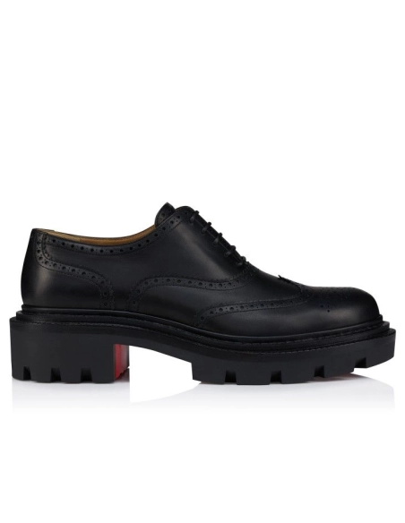 Christian Louboutin College Oxfords Waxed Calf Leather Black