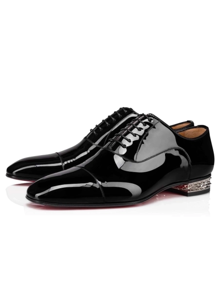 Discount Christian Louboutin Greggyrocks Oxfords Shoes Patent Leather Black Outlet Online