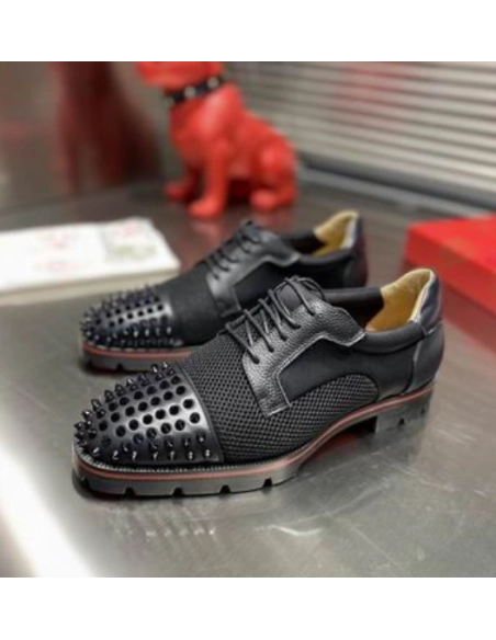 Replica Christian Louboutin Charlie Me Oxfords Calf Leather Black, Fake CL Shoes