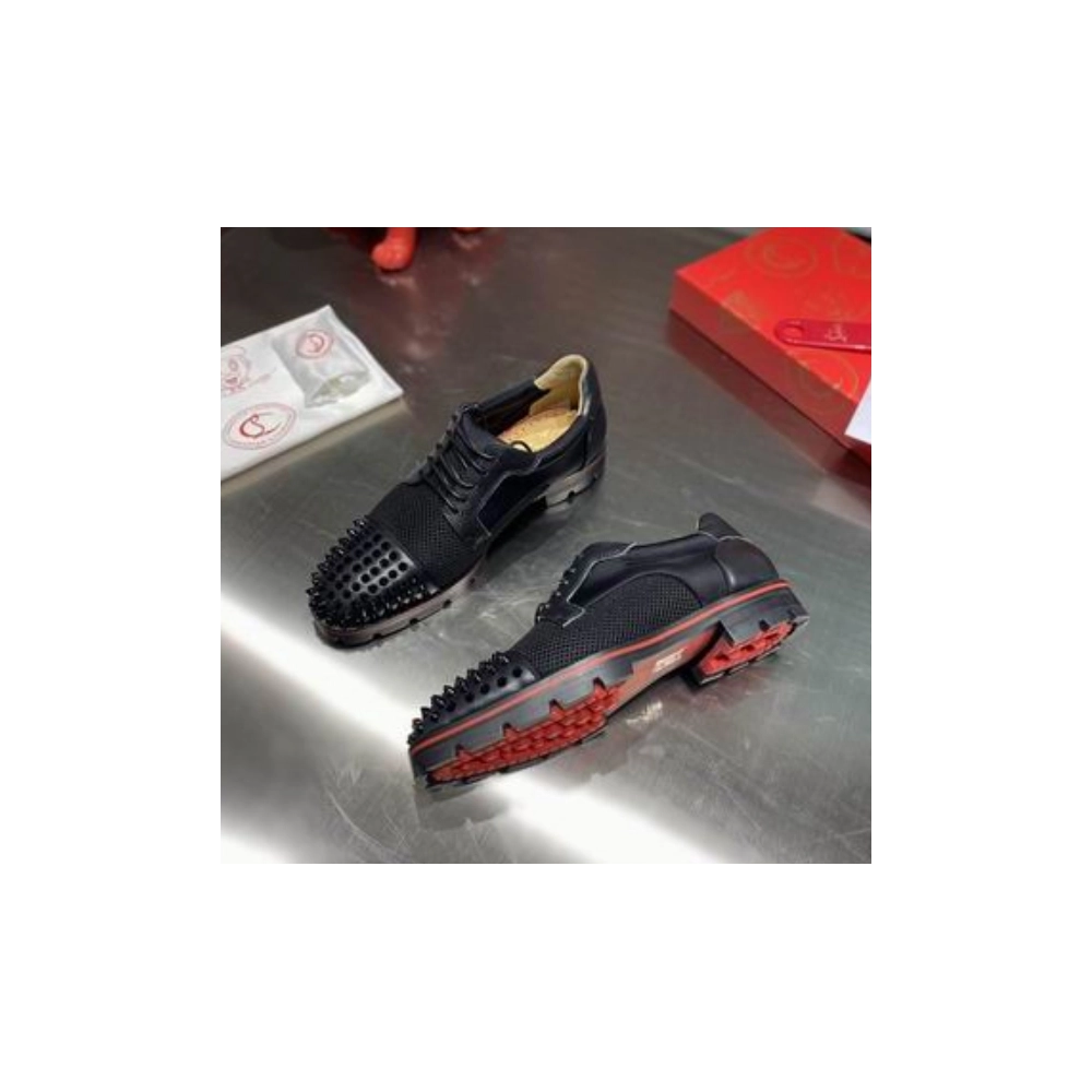 Replica Christian Louboutin Charlie Me Oxfords Calf Leather Black, Fake CL Shoes