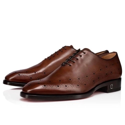 Cheap Christian Louboutin Corteobello Oxfords Patinated Calf Leather Havane Brown Sale Online