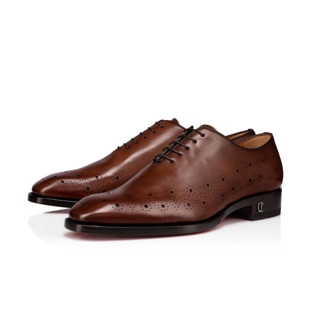 Cheap Christian Louboutin Corteobello Oxfords Patinated Calf Leather Havane Brown Sale Online