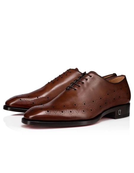 Cheap Christian Louboutin Corteobello Oxfords Patinated Calf Leather Havane Brown Sale Online