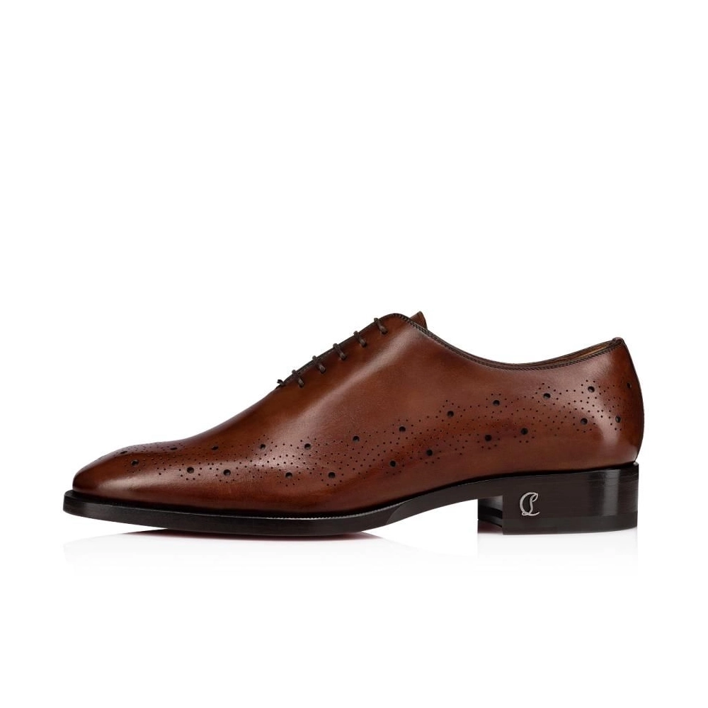 Cheap Christian Louboutin Corteobello Oxfords Patinated Calf Leather Havane Brown Sale Online
