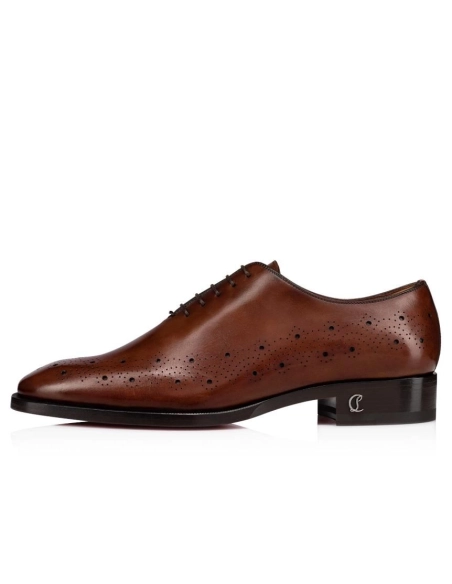 Cheap Christian Louboutin Corteobello Oxfords Patinated Calf Leather Havane Brown Sale Online