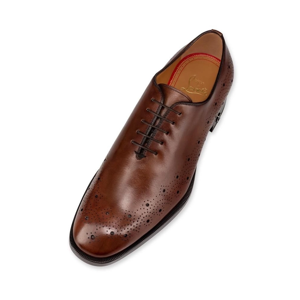 Cheap Christian Louboutin Corteobello Oxfords Patinated Calf Leather Havane Brown Sale Online