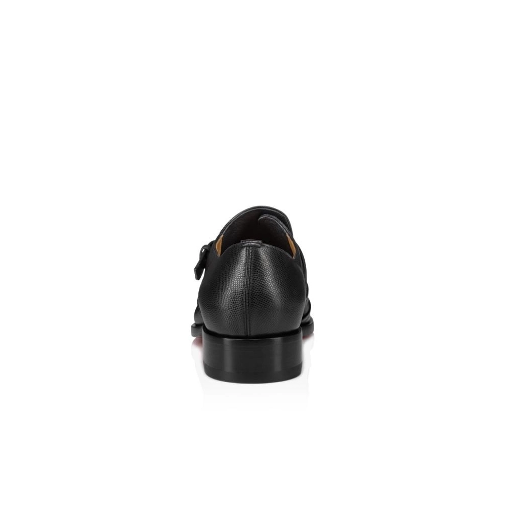 Discount Christian Louboutin Boabi Monk Oxfords Calf Leather Petit Grain Black Outlet Online