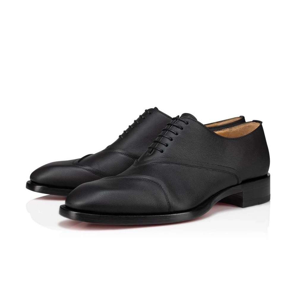 Discount Christian Louboutin Boabi Oxfords Calf Leather Petit Grain Black Outlet Sale