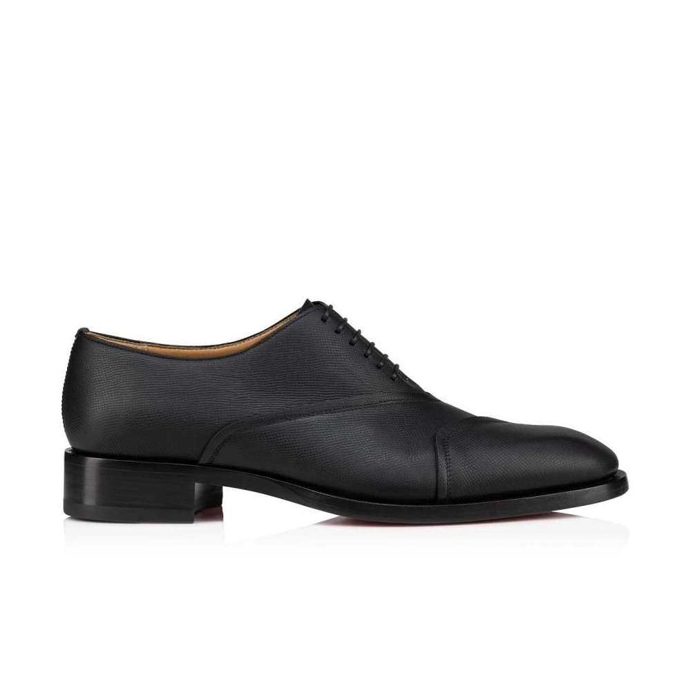 Discount Christian Louboutin Boabi Oxfords Calf Leather Petit Grain Black Outlet Sale