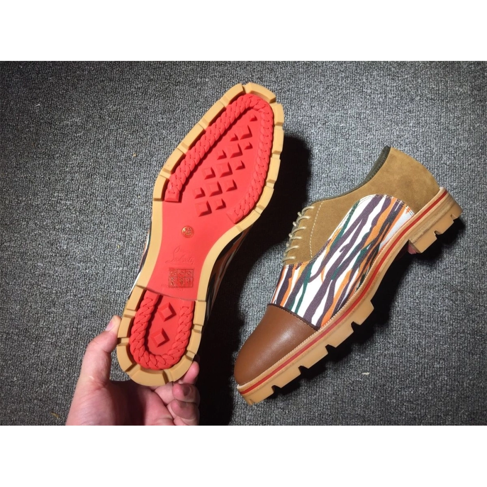 Discount Christian Louboutin Hubertus Oxford Lug-sole Suede and Leather Multicolor Outlet Online