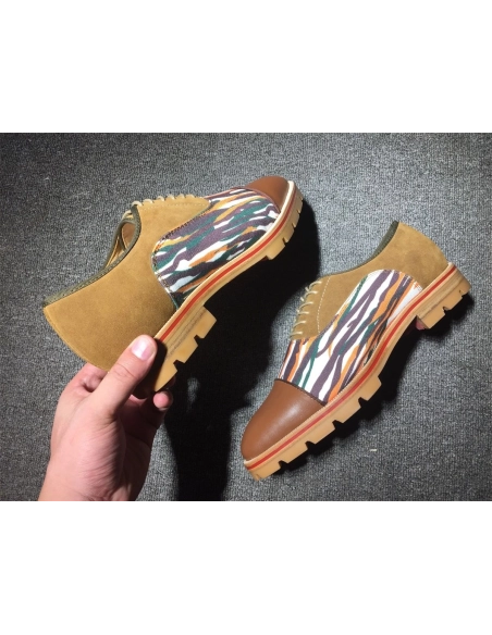 Discount Christian Louboutin Hubertus Oxford Lug-sole Suede and Leather Multicolor Outlet Online