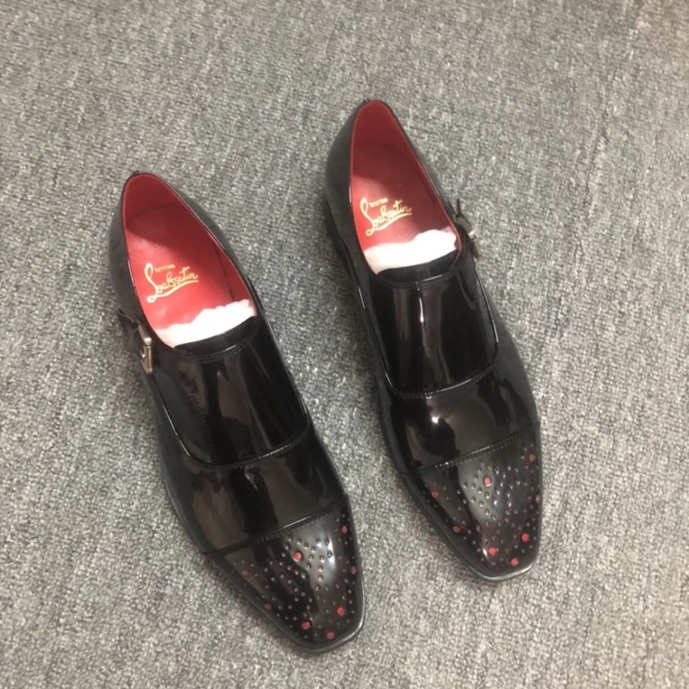Knockoff Christian Louboutin Escream Buckle Oxford Patent Leather Black, Replica CL Shoes