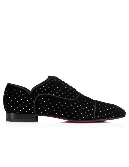 Replica Christian Louboutin Greggy Chick Plum Strass Oxfords Black, Knockoff Christian Louboutin Shoes