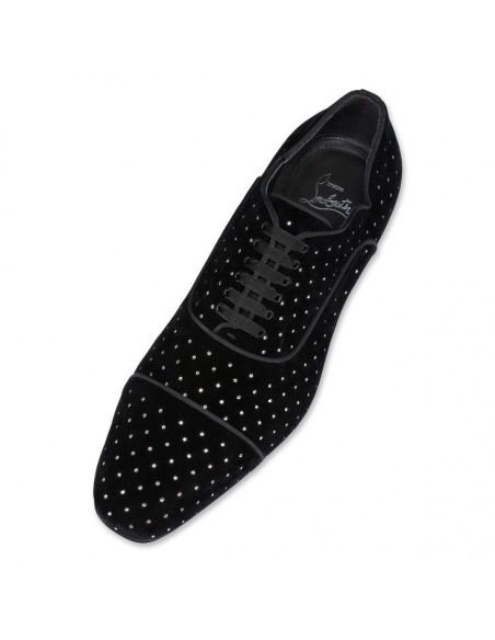 Replica Christian Louboutin Greggy Chick Plum Strass Oxfords Black, Knockoff Christian Louboutin Shoes