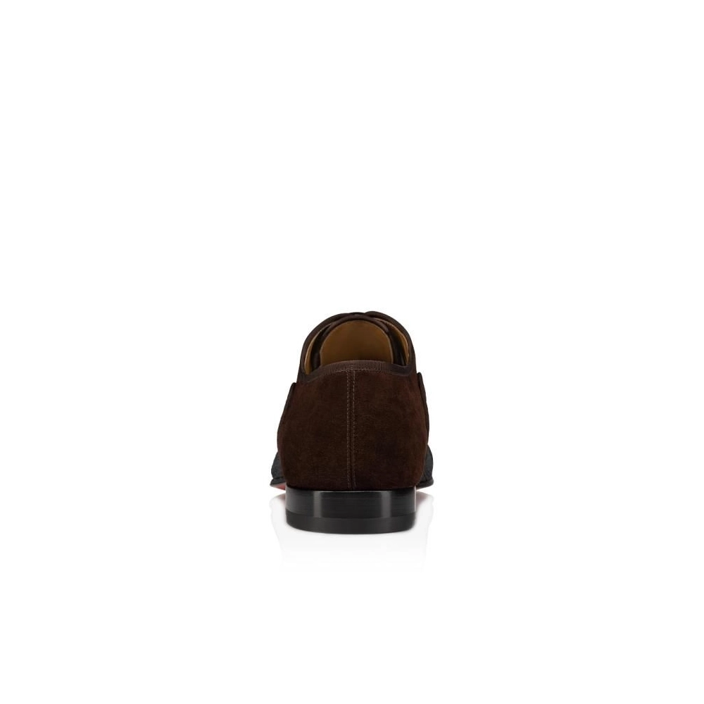 Knockoff Christian Louboutin AC Greggo Derbies Calf Leather Tresse Provence Fabric And Veau Velours Dark Brown