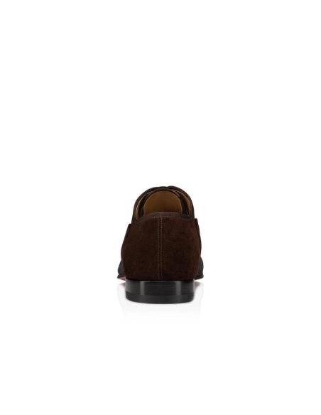 Knockoff Christian Louboutin AC Greggo Derbies Calf Leather Tresse Provence Fabric And Veau Velours Dark Brown