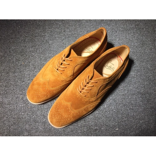 Replica Christian Louboutin Charlie Me Derby Flat Suede Leather Indiana Brown