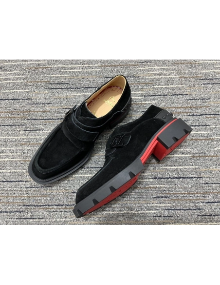 Cheap Christian Louboutin Our Georges Derby Shoes Suede Black for Sale
