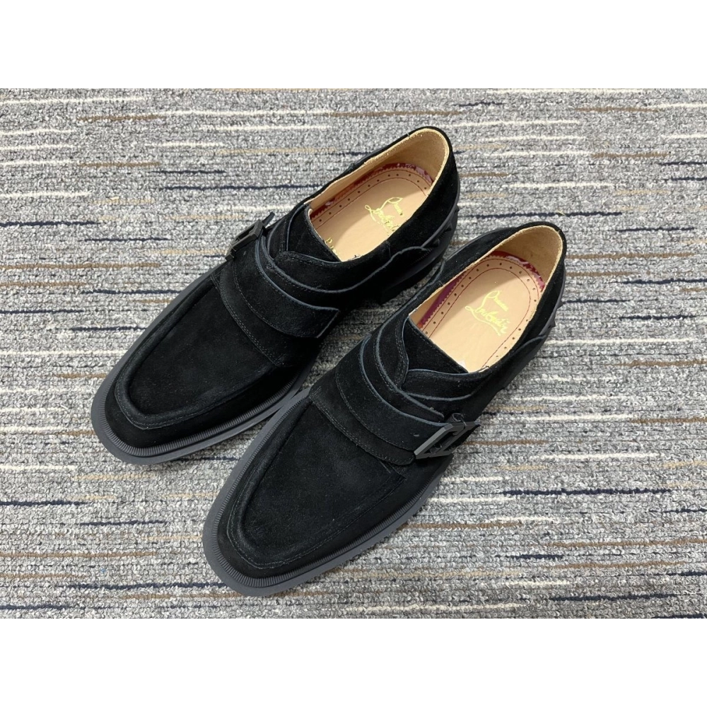 Cheap Christian Louboutin Our Georges Derby Shoes Suede Black for Sale