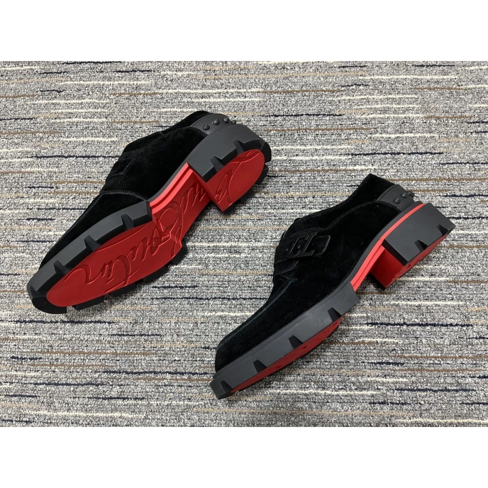 Cheap Christian Louboutin Our Georges Derby Shoes Suede Black for Sale