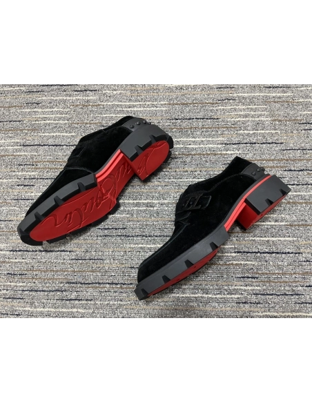 Cheap Christian Louboutin Our Georges Derby Shoes Suede Black for Sale