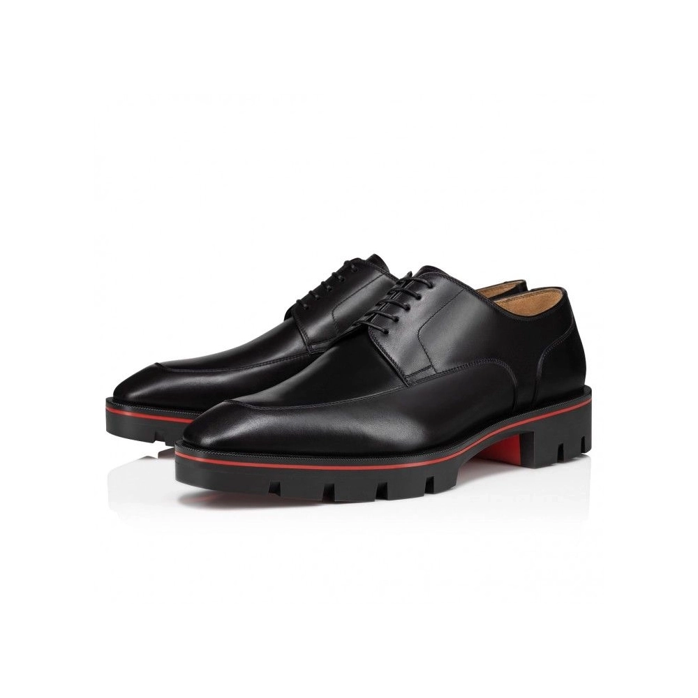 Replica Christian Louboutin Davisol Derbies Calf Leather Black, Fake Christian Louboutin Shoes