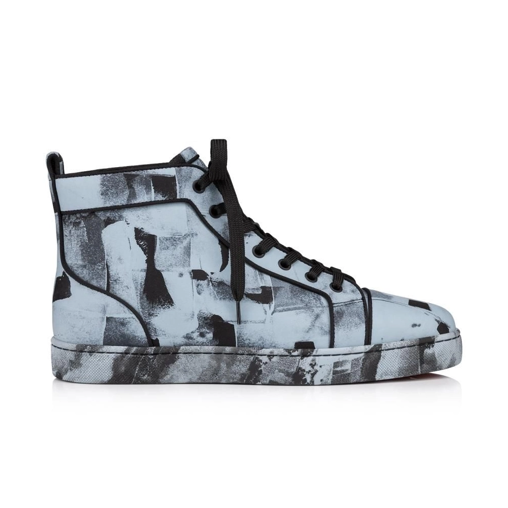 Discount Christian Louboutin Louis High-top Sneakers Leather Pittore Paseo Blue Outlet