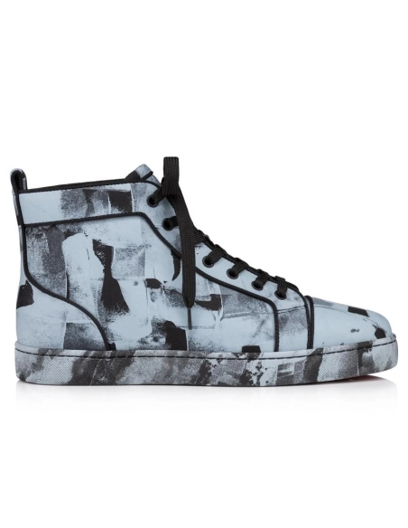 Discount Christian Louboutin Louis High-top Sneakers Leather Pittore Paseo Blue Outlet