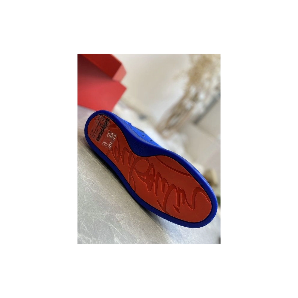 Discount Christian Louboutin Louis Orlato High-top Sneaker Crepe Satin Blue Outlet Online