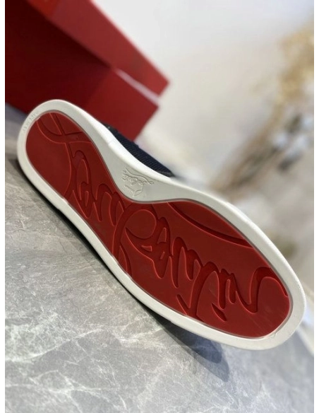 Fake Christian Louboutin Louis Orlato Vs Flat Trico Men Sneakers Black Red