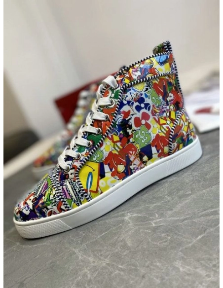 Christian Louboutin Louis Orlato High-top Sneakers Leather Graffiti Imagery Multicolor Outlet Online