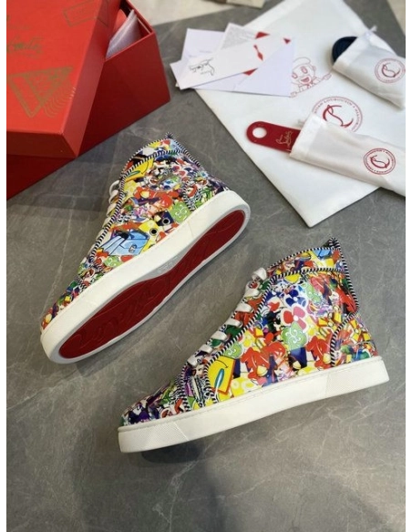 Christian Louboutin Louis Orlato High-top Sneakers Leather Graffiti Imagery Multicolor Outlet Online