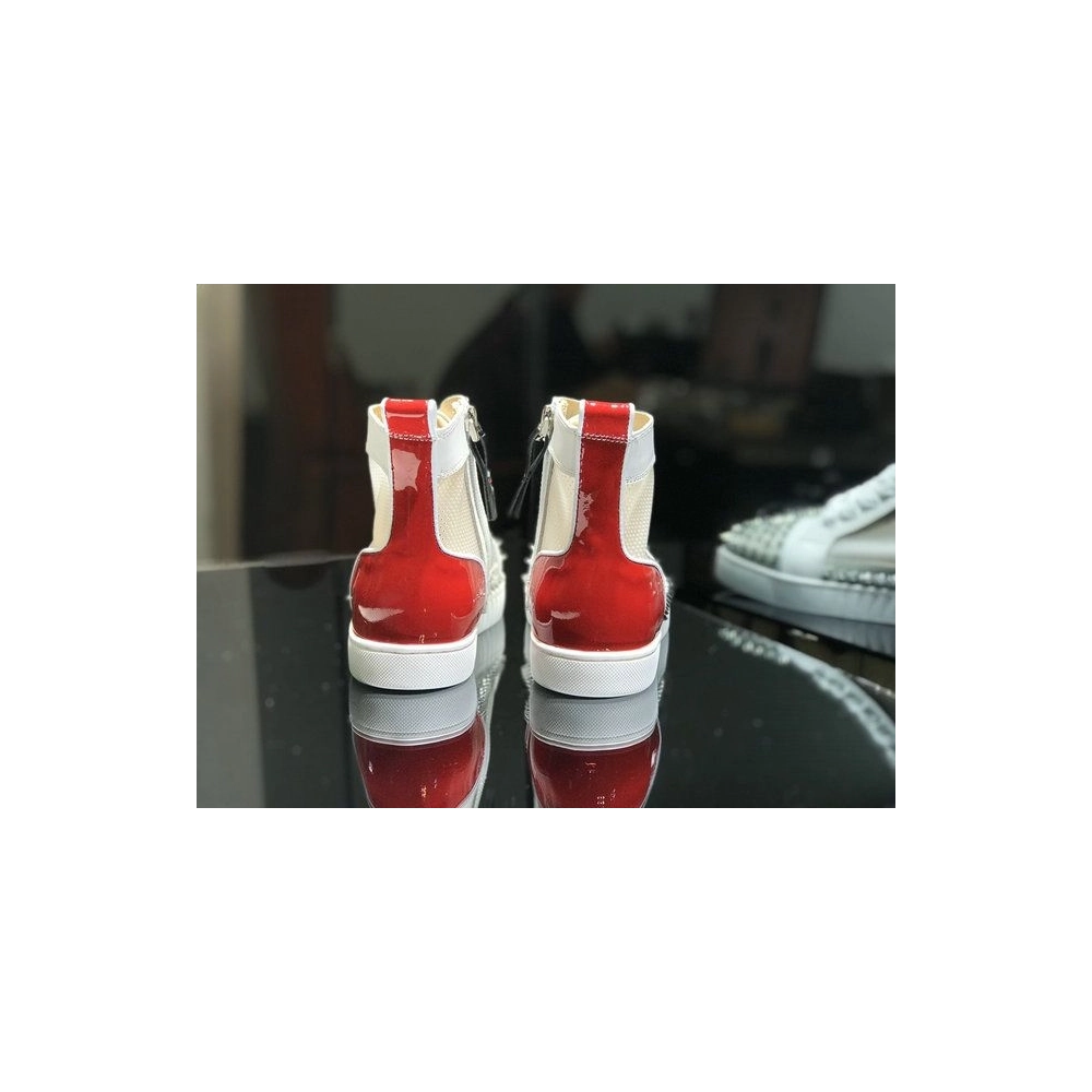 Fake Christian Louboutin Sosoxy Spikes High-Top Sneakers Mesh and Leather Multicolor