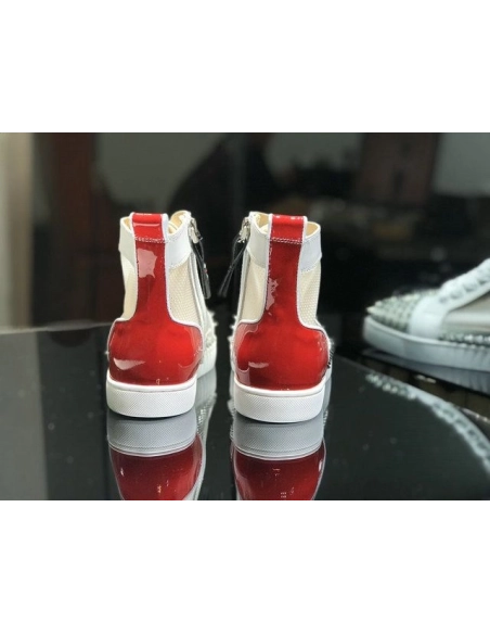 Fake Christian Louboutin Sosoxy Spikes High-Top Sneakers Mesh and Leather Multicolor