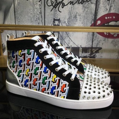 Cheap Christian Louboutin Lou Spike Orlato High-top Sneakers Cl Logo Multicolor on Sale