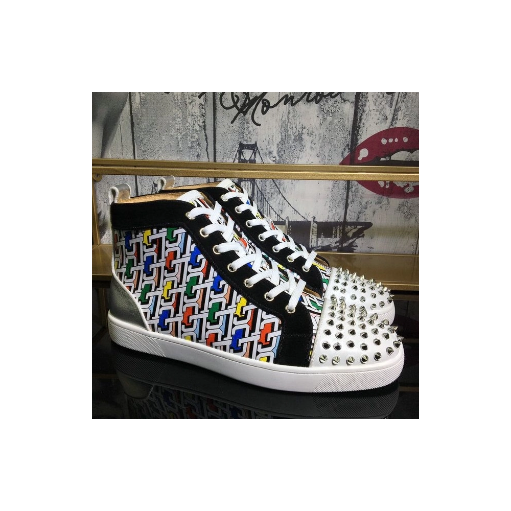 Cheap Christian Louboutin Lou Spike Orlato High-top Sneakers Cl Logo Multicolor on Sale