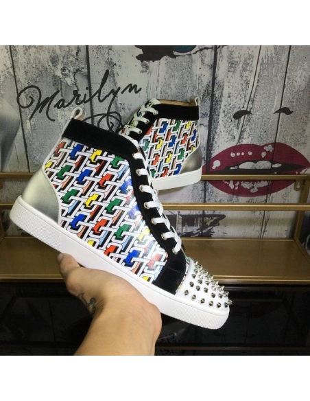 Cheap Christian Louboutin Lou Spike Orlato High-top Sneakers Cl Logo Multicolor on Sale